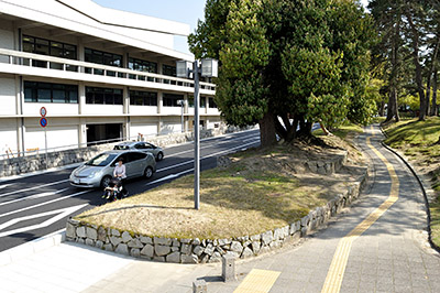 県が歩道の代わりとする県文化会館広場の通路